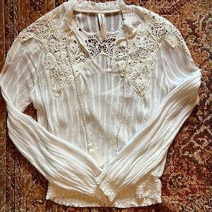 White gauzy gorgeous detail top from Anthropologie